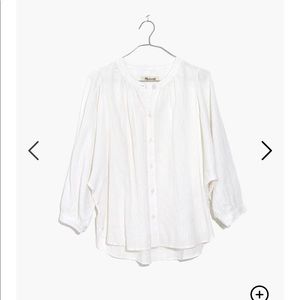 Madewell shimmer stripe peasant top